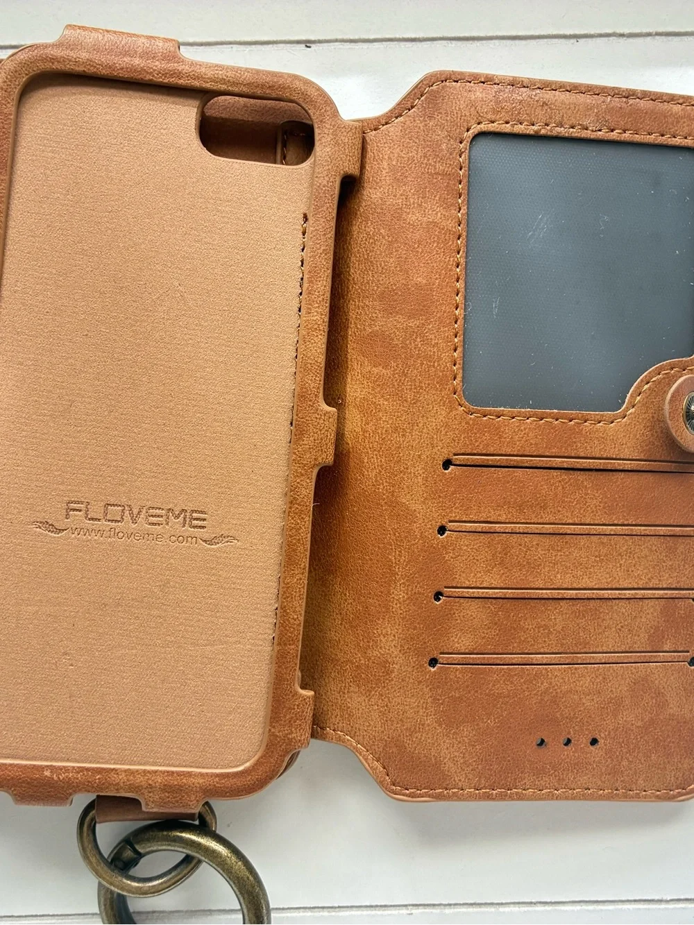 Tan Zip Wrist Wallet with Key Ring